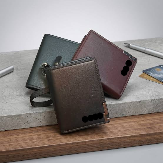 Premium Men's Vertical Bifold Small Wallet with Coin Pocket & Wrist Strap