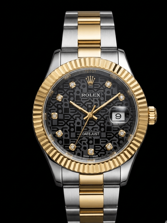 Luxury Gold & Silver Printed Dial Waterproof Watch - Fashion Bridge