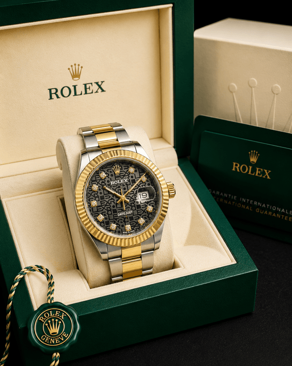 Luxury Gold & Silver Printed Dial Waterproof Watch - Fashion Bridge