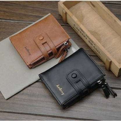 Men’s Bifold Wallet with Zipper Coin Pocket, Snap Button & Multi Card Slots - Fashion Bridge