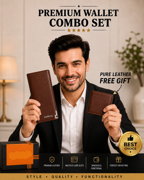 Premium Wallet Combo Set | Long Wallet + FREE Bifold Wallet - Fashion Bridge